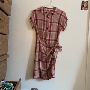 flannel dress with front tie 🤍